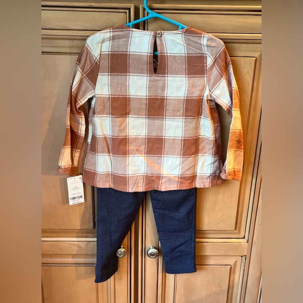 NWT Carter’s Toddler Girls 2pc Flannel Top & Legging Set - Picture 3 of 11
